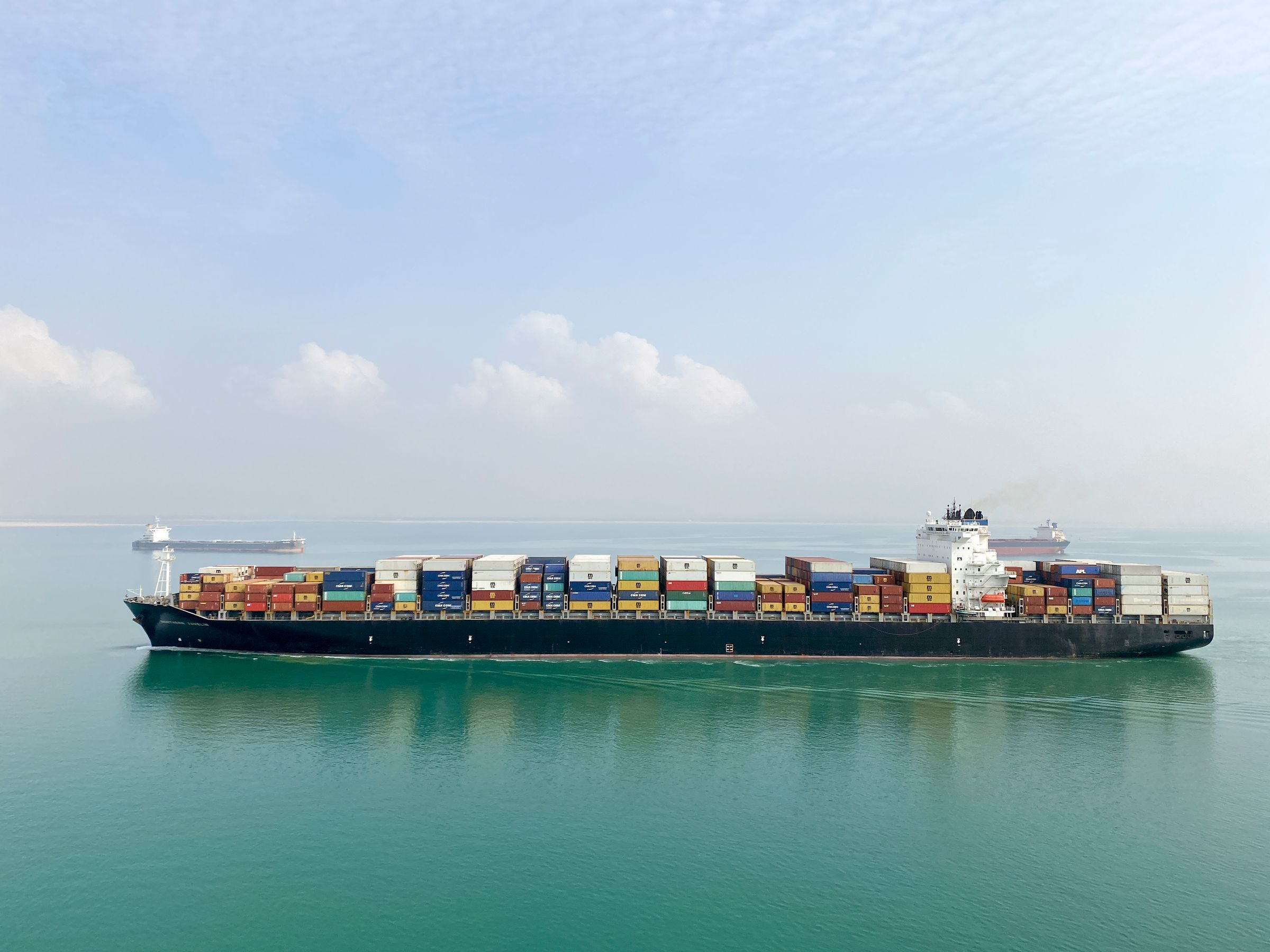 Container ship at sea